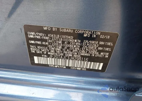 2018 Subaru Crosstrek 2.0I Limited из США, поврежденный, VIN JF2GTAJC3JH298116